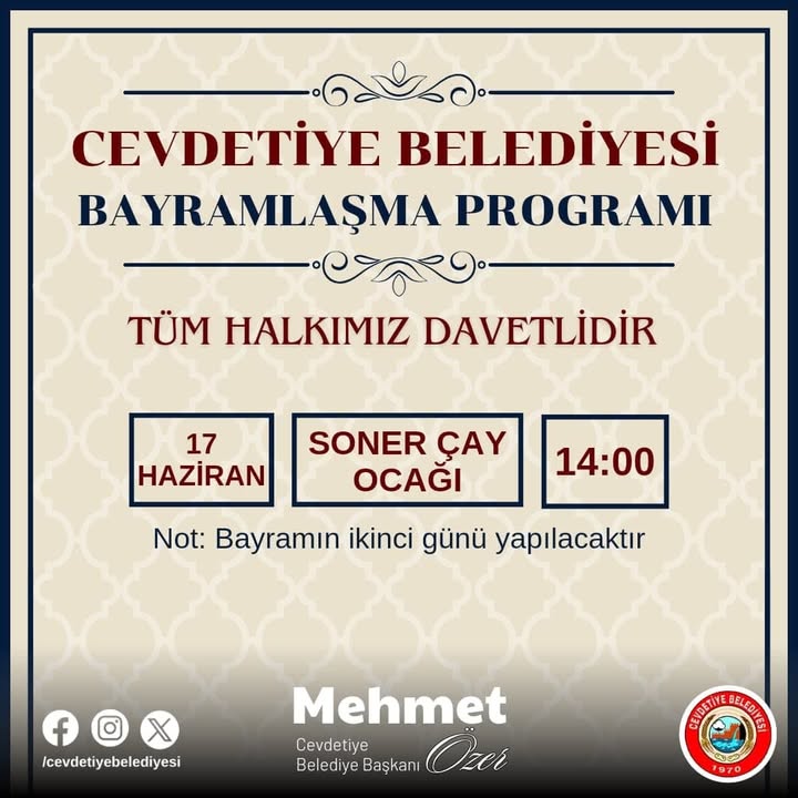 BAYRAMLAŞMA PROGRAMI Soner Çay Ocağı ️ 17 Haziran Pazartesi Bayramın 2